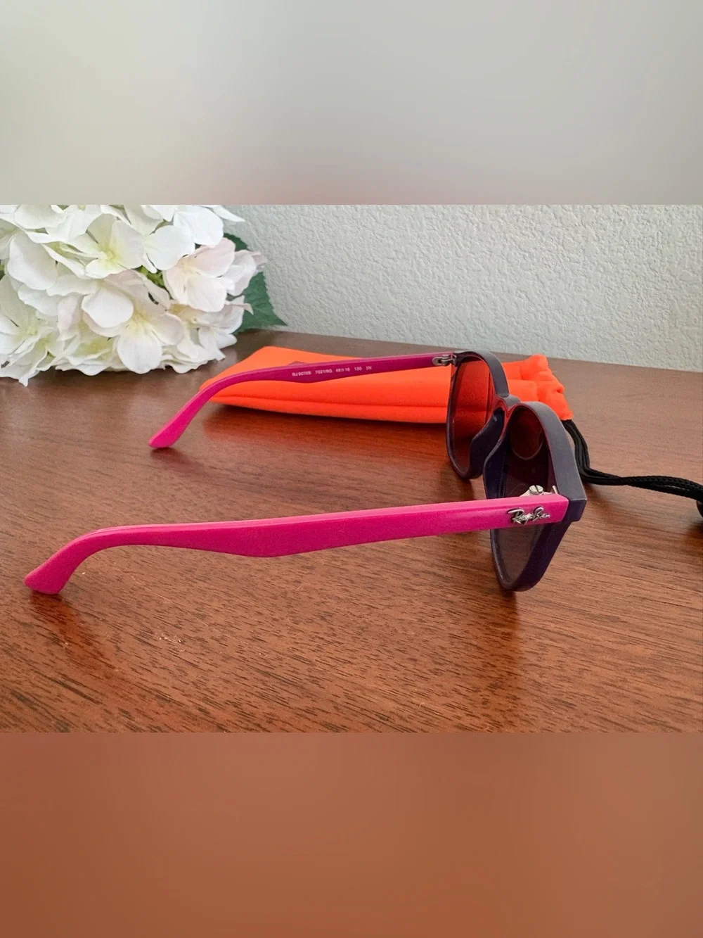 Ray-Ban Kids Purple Sunglasses with Orange Case Accent